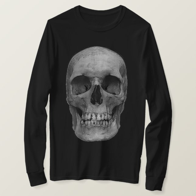 Black Grey Pop Art Retro Stylish Skull T-Shirt (Design Front)