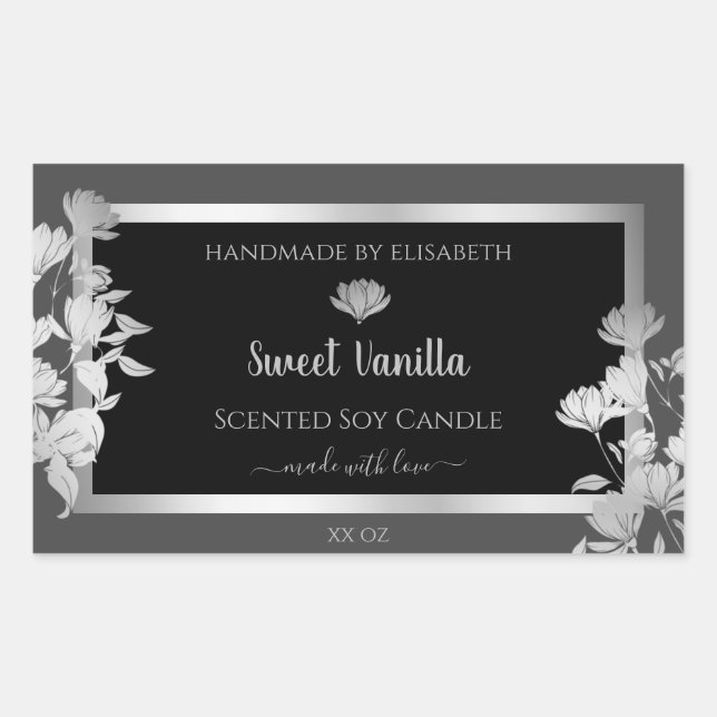 Black Grey Product Packaging Labels Silver Frame (Front)