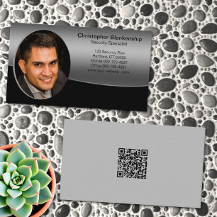 Black & Grey Professional Custom Photo QR Code Business Card