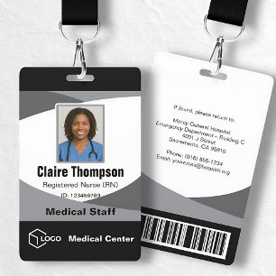 Black Grey Professional Photo Template ID Badge