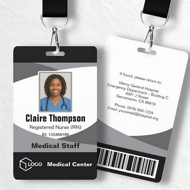 Black Grey Professional Photo Template ID Badge (Black Gray Professional Photo Template ID Badge
)
