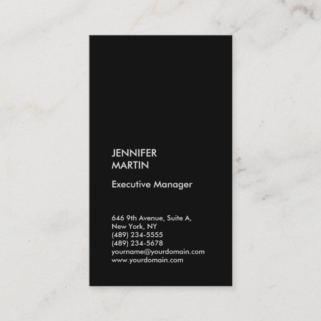 Black grey professional plain modern stylish business card (Front)
