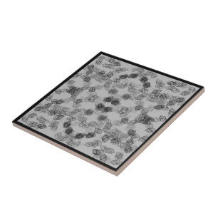 Black Grey Rectangular Shapes Geometric Pattern    Tile