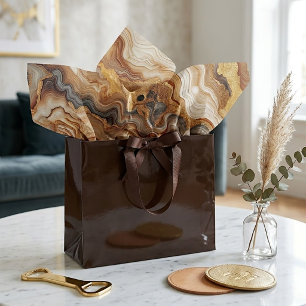 Black Grey Red Brown Amber Gold Marble Art Pattern Tissue Paper
