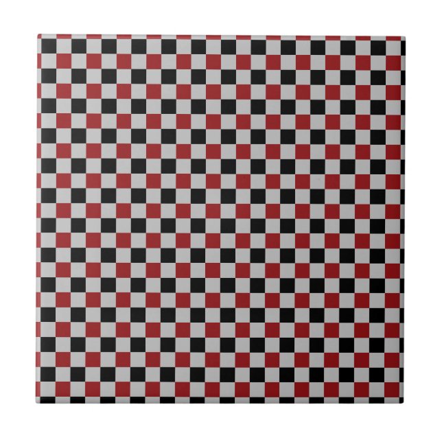 Black, Grey & Red Checked - Sport Tile (Front)