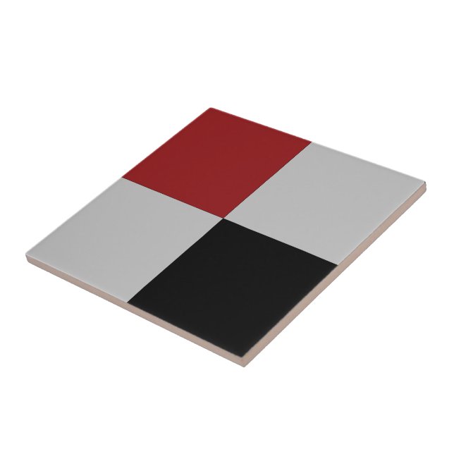 Black, Grey & Red Checked Tile (Side)