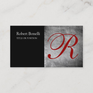 Black Grey Red Monogram Business Card