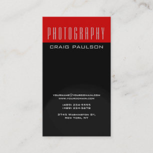 Black Grey Red Photography Artist Business Card