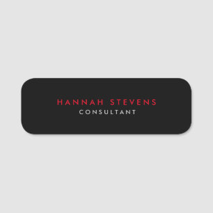 Black Grey Red Professional Modern Name Tag