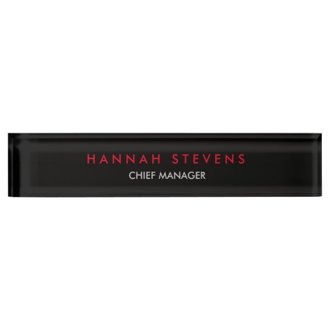Black Grey Red Professional Modern Nameplate (Front)