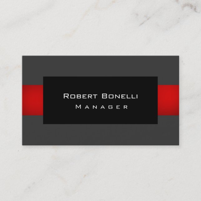 Black Grey Red Unique Plain Business Card (Front)