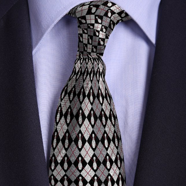 Black & Grey Retro Argyle Bowling Pin Tie (Creator Uploaded)