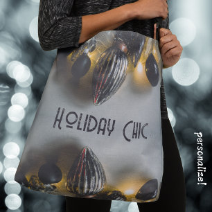 Black Grey Retro Christmas Ornaments Crossbody Bag