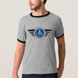 Black & grey ringer T-shirt w/basic blue MCR logo