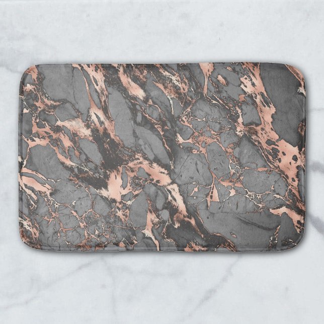 Black, Grey & Rose Gold Marble Bath Mat (Creator Uploaded)
