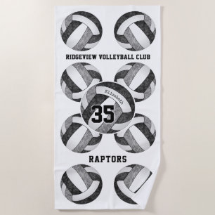 black grey school club colours girly volleyballs  beach towel