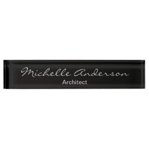 Black Grey Script Architect Nameplate