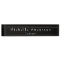 Black Grey Script Consultant Desk Nameplate