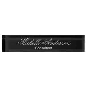 Black Grey Script Consultant Desk Nameplate
