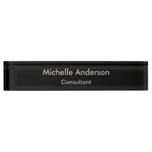 Black Grey Script Consultant Desk Nameplate