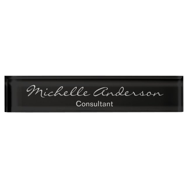 Black Grey Script Consultant Nameplate (Front)