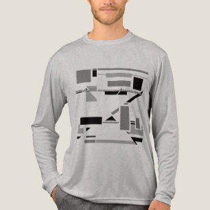 Black Grey Shades Geometric Abstract MCM-inspired Tri-Blend Shirt