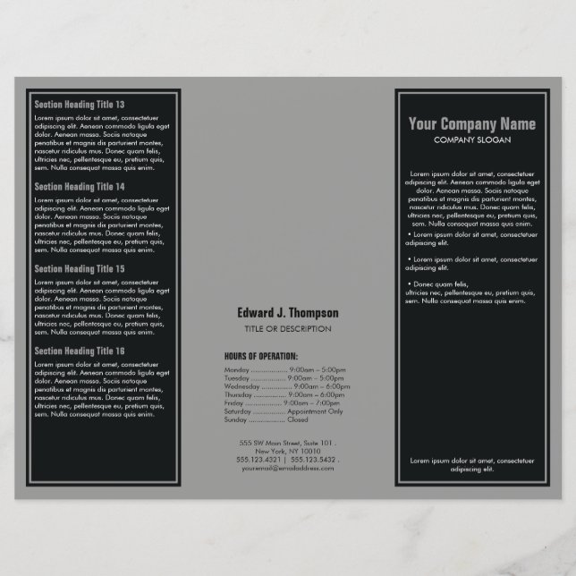 Black Grey Simple Border Brochure (Front)
