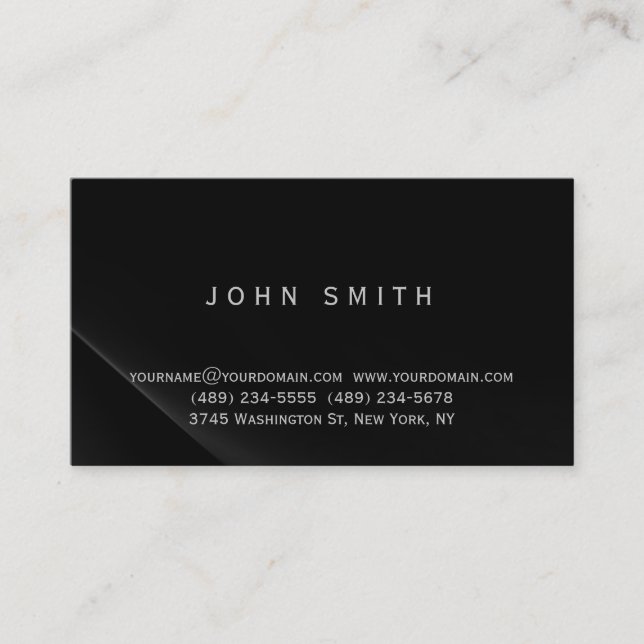 Black Grey Simple Plain Business Card (Front)