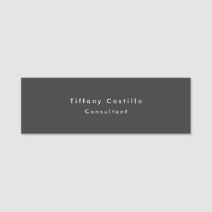 Black Grey Simple Plain Elegant Modern Name Tag