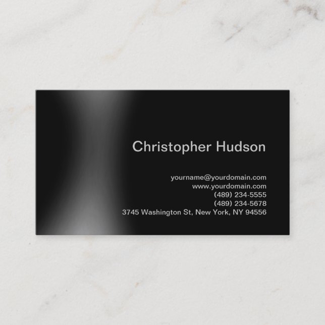 Black Grey Simple Plain Standard Business Card (Front)