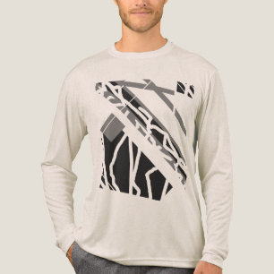 Black Grey Slanted Abstract Art Design Tri-Blend Shirt