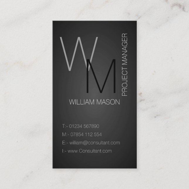 Black / Grey Slate Professional Business Card (Front)