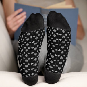 Black Grey Snowflakes Socks