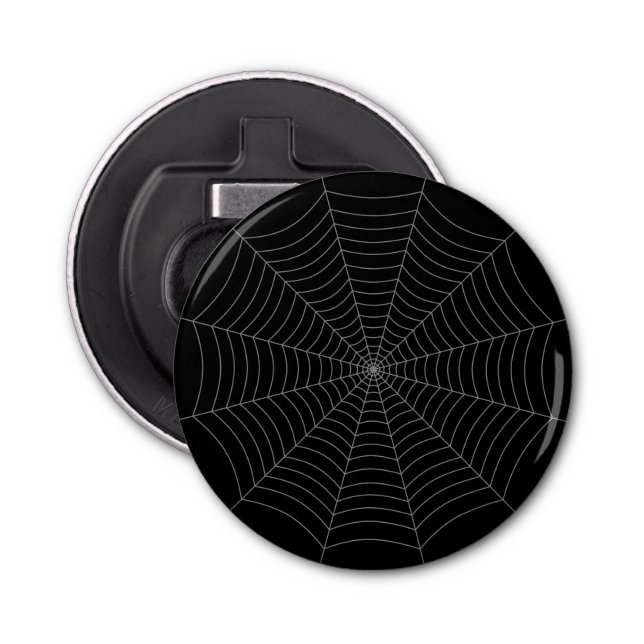 Black grey spider web Halloween pattern Bottle Opener (Front)