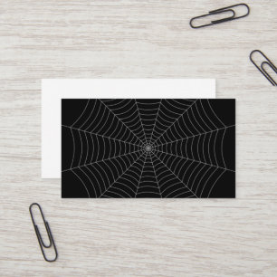 Black grey spider web Halloween pattern Business Card