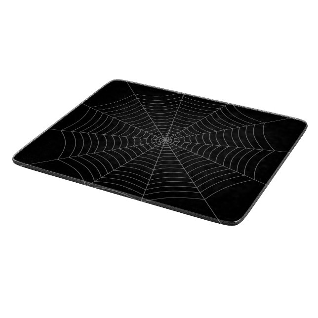 Black grey spider web Halloween pattern Cutting Board (Corner)