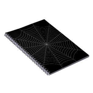 Black grey spider web Halloween pattern Notebook