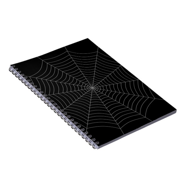 Black grey spider web Halloween pattern Notebook (Right Side)