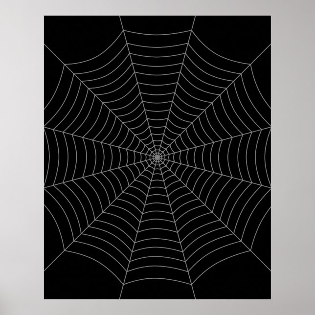 Black grey spider web Halloween pattern Poster (Front)