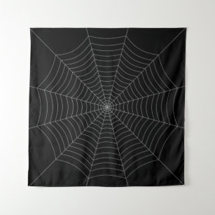 Black grey spider web Halloween pattern Tapestry