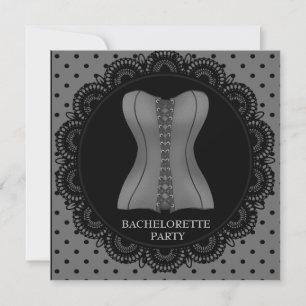 BLACK GREY SPOT CORSET BACHELORETTE PARTY INVITATION