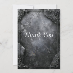 Black & Grey Stone with Border Thank You Card