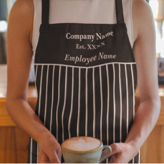 Black & Grey Striped Business All-Over Print Apron