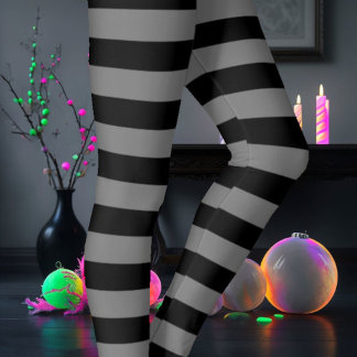 Black & Grey Striped Leggings