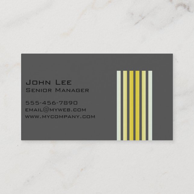 Black Grey Striped Modern Simple Professional Business Card (Back)