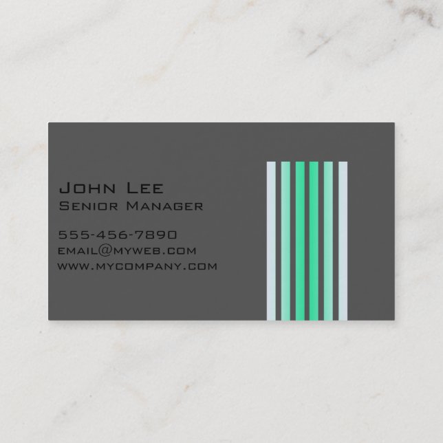 Black Grey Striped Modern Simple Professional Business Card (Back)