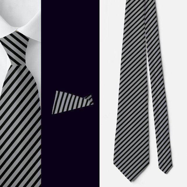 Black Grey Stripes Abstract Pattern     Tie (Creator Uploaded)