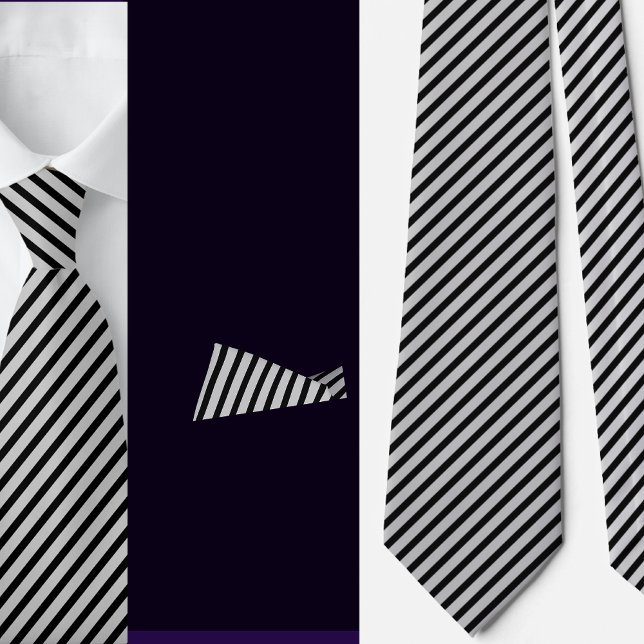 Black Grey Stripes Abstract Pattern     Tie (Creator Uploaded)