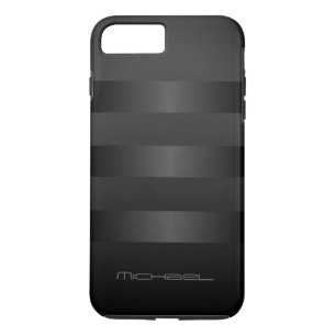 Black Grey Stripes  Pattern Monogram iPhone 8 Plus/7 Plus Case