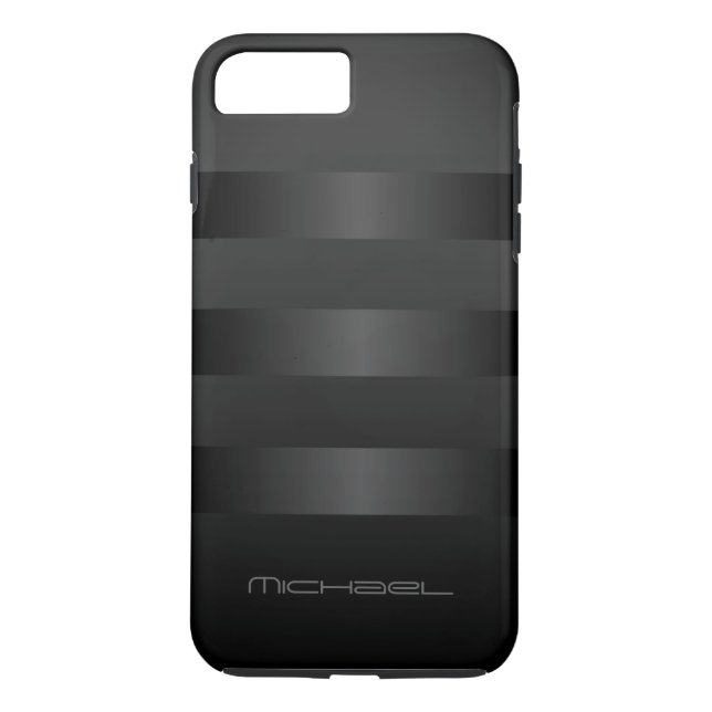 Black Grey Stripes  Pattern Monogram Case-Mate iPhone Case (Back)